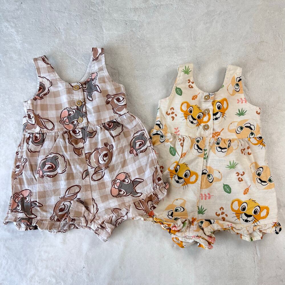 Disney Lion King & Thumper Bambi Rompers baby Girl size 6-9 months